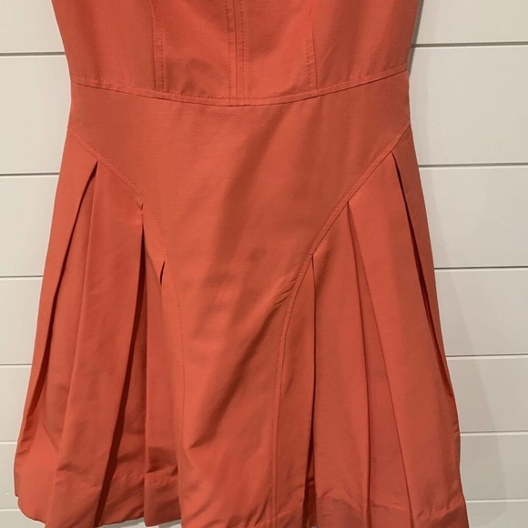 Sinclaire 10 | Dress Coral Pleated Skirt Sleeveless Round Neck Fit Flare- Size 2 - Picture 3 of 7